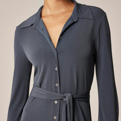Midi shirt-dress in matte jersey