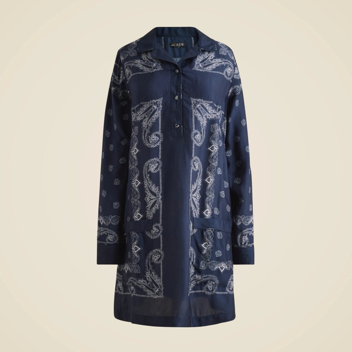 Relaxed-fit shirt-dress in bandana print