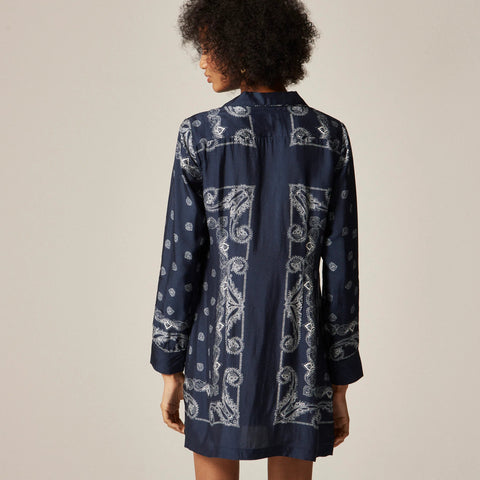 Relaxed-fit shirt-dress in bandana print
