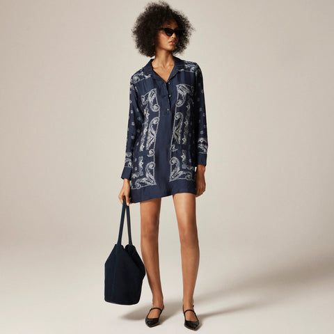 Relaxed-fit shirt-dress in bandana print