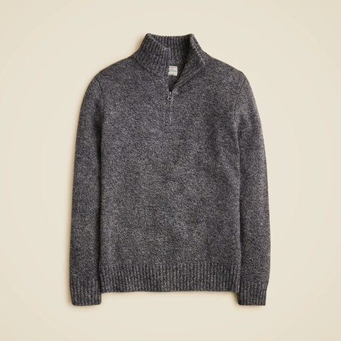 Rugged merino wool-blend marled half-zip sweater