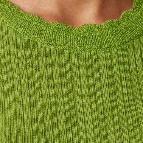 Layered pointelle sweater-tee in merino wool