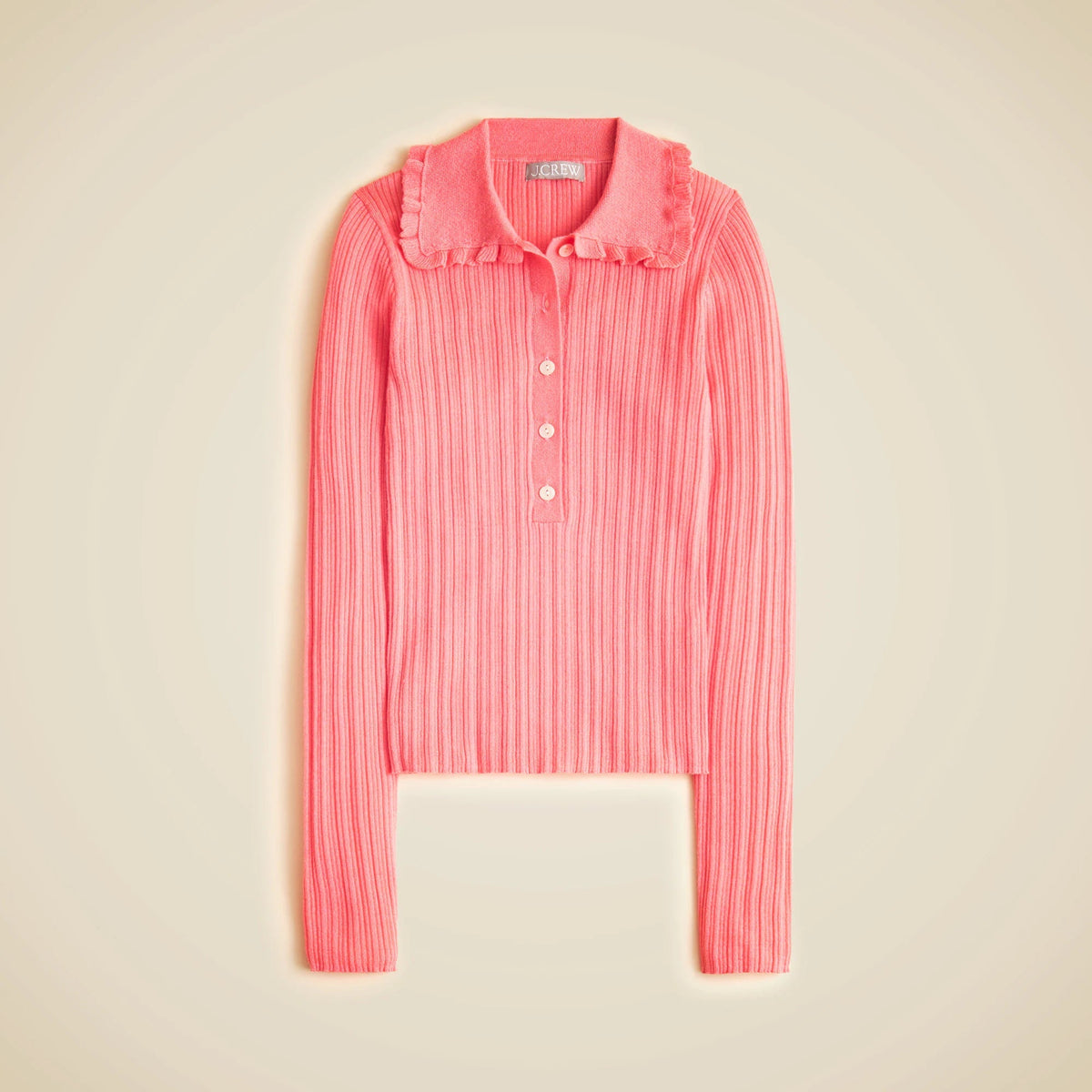 Ruffle-collar sweater-tee in merino wool