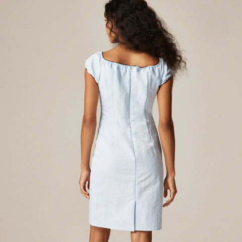 Off-the-shoulder mini dress in textured nylon