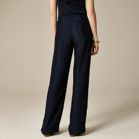 Essential wide-leg pant in textured satin