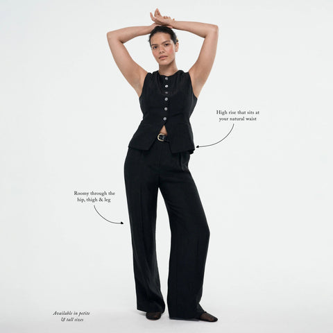 Essential wide-leg pant in textured satin