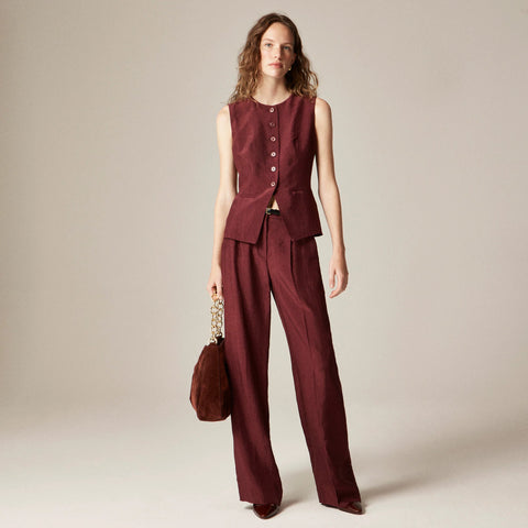Essential wide-leg pant in textured satin