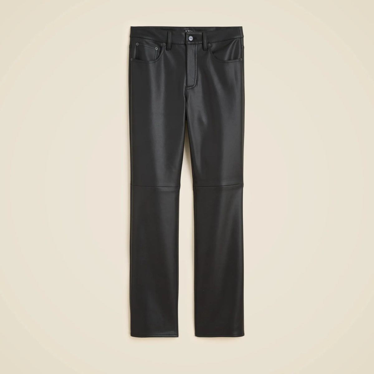 Nipped straight pant in faux leather