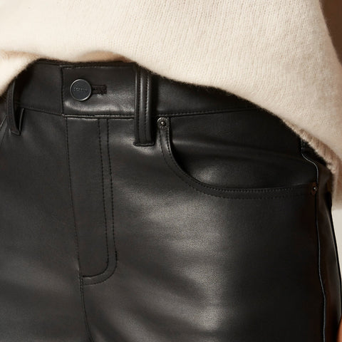 Nipped straight pant in faux leather