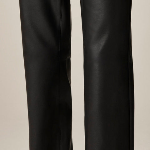 Nipped straight pant in faux leather
