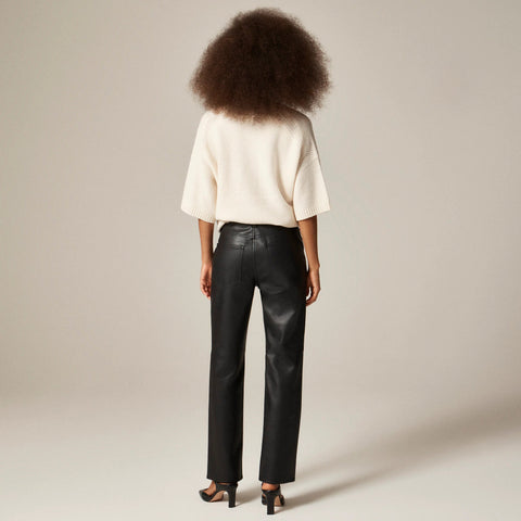 Nipped straight pant in faux leather