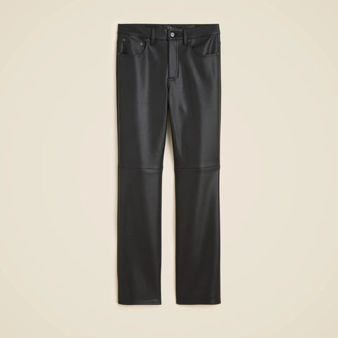 Nipped straight pant in faux leather