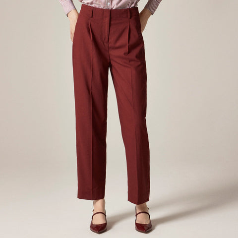 Pleated tapered pant in Italian gauzy wool blend