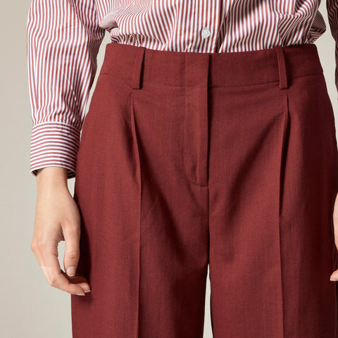 Pleated tapered pant in Italian gauzy wool blend