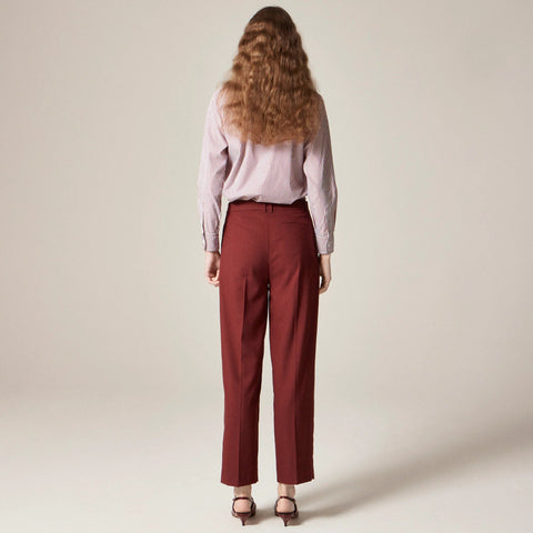 Pleated tapered pant in Italian gauzy wool blend