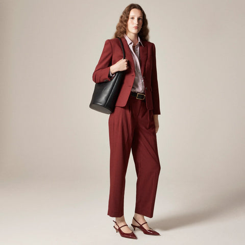 Pleated tapered pant in Italian gauzy wool blend