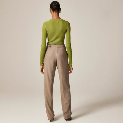 Side-tab trouser in herringbone Italian gauzy wool blend