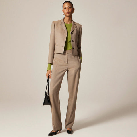 Side-tab trouser in herringbone Italian gauzy wool blend