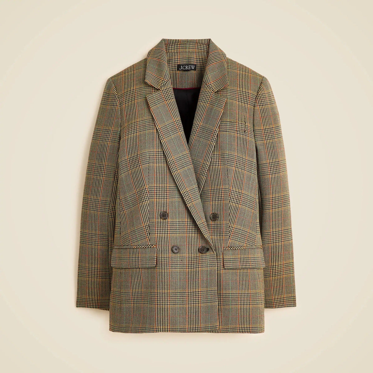 Double-breasted blazer in glen plaid wool
