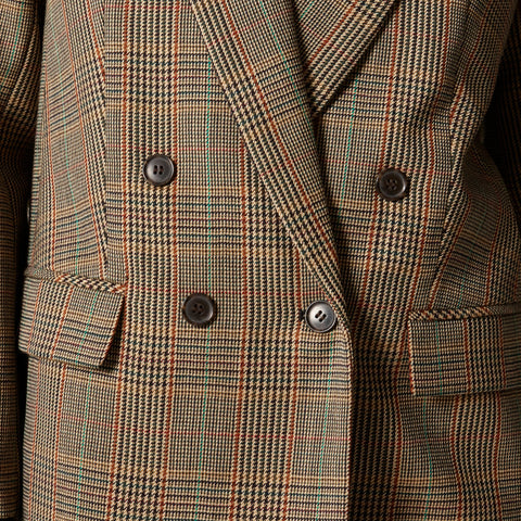 Double-breasted blazer in glen plaid wool