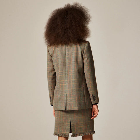 Double-breasted blazer in glen plaid wool