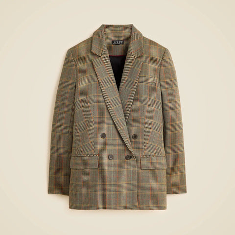 Double-breasted blazer in glen plaid wool