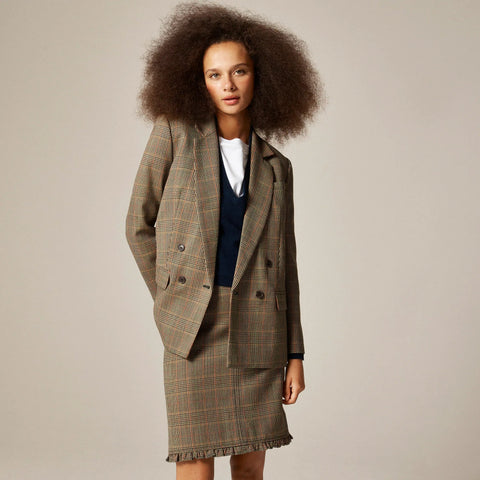 Double-breasted blazer in glen plaid wool