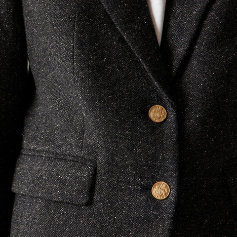 École blazer in herringbone wool blend