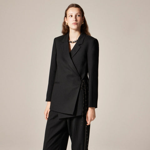 Wrap blazer in wool blend