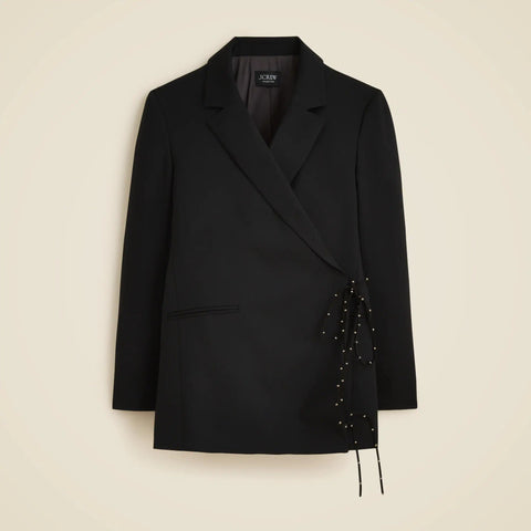 Wrap blazer in wool blend