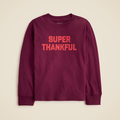 Kids' long-sleeve "Super thankful" graphic T-shirt