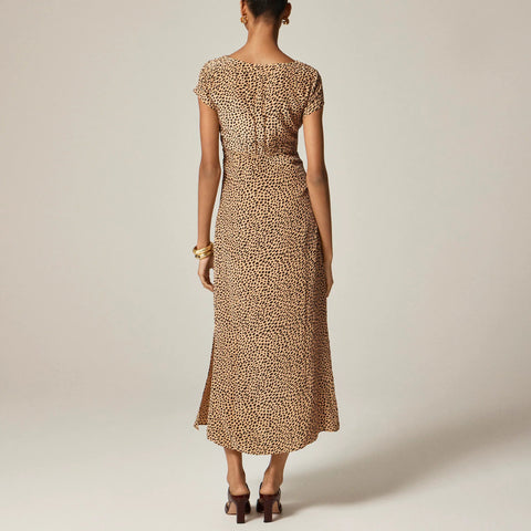 Squareneck slip dress in spot print