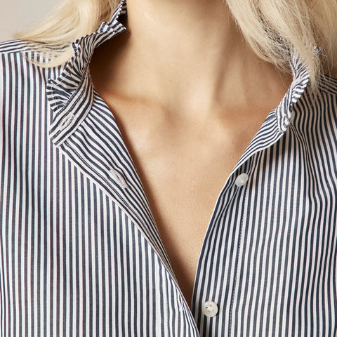 Petite Jules ruffle-collar shirt in striped cotton poplin