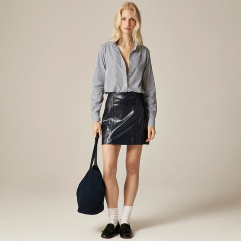 Petite Jules ruffle-collar shirt in striped cotton poplin