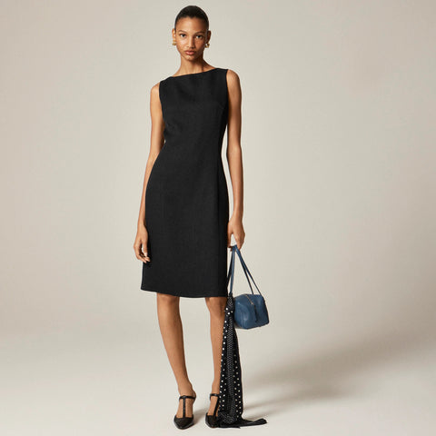 Seamed sheath dress in bouclé