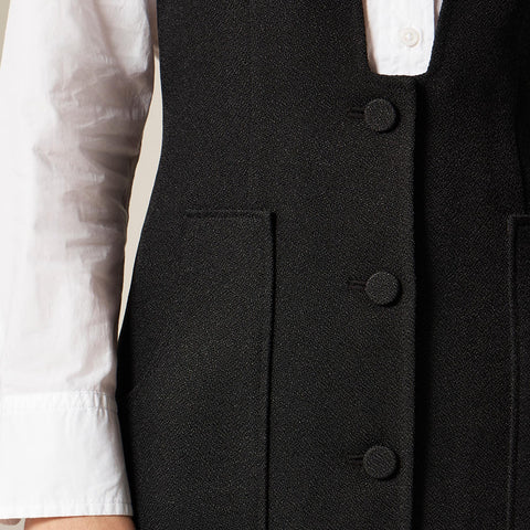 Patch-pocket suit dress in bouclé