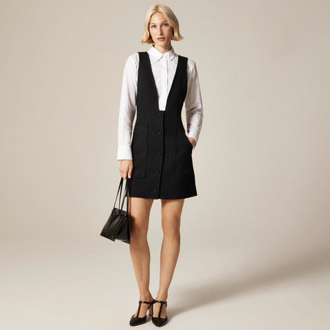 Patch-pocket suit dress in bouclé
