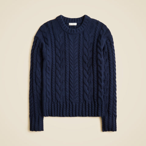 Cable-knit crewneck sweater