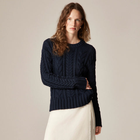 Cable-knit crewneck sweater