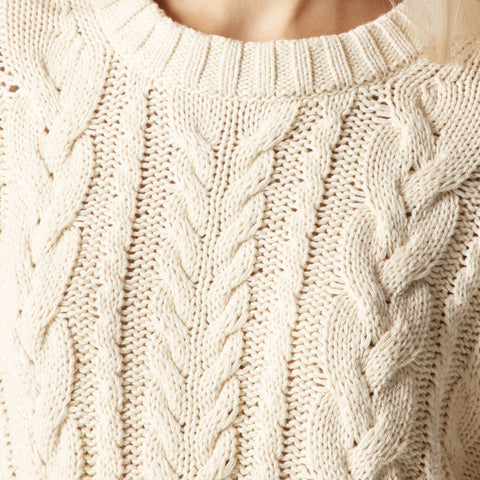 Cable-knit crewneck sweater