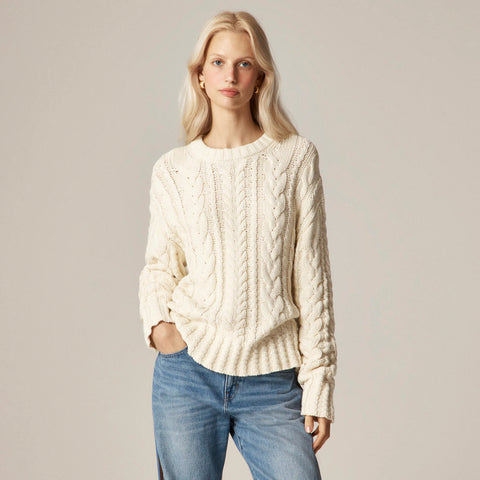 Cable-knit crewneck sweater