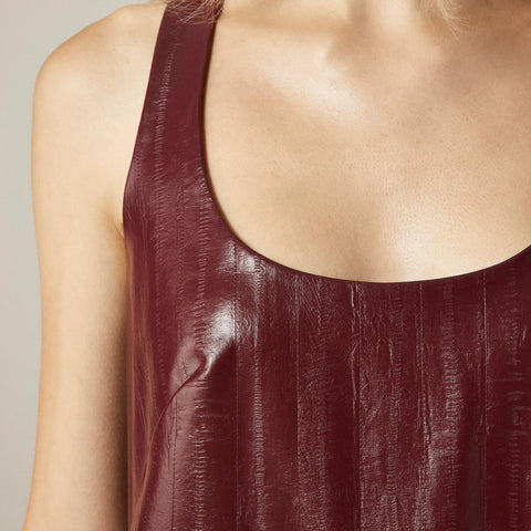 Scoopneck mini dress in faux eel-skin leather
