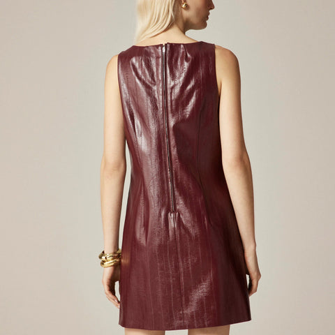 Scoopneck mini dress in faux eel-skin leather
