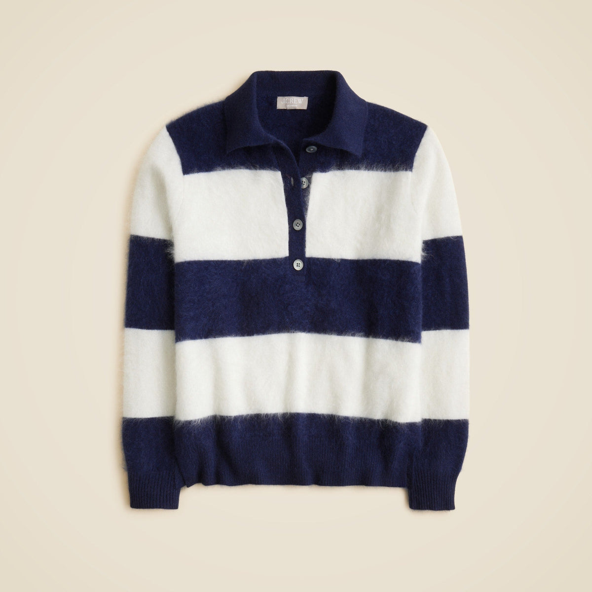 Brushed cashmere rugby sweater in stripe