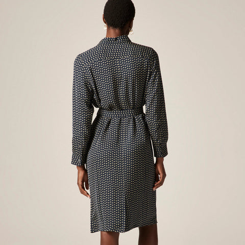 Tie-waist shirt-dress in ditsy floral print