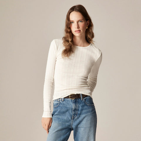 New pointelle long-sleeve T-shirt