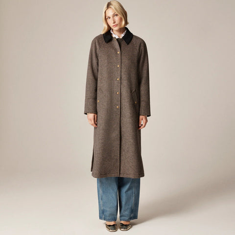Petite long Barn Jacket™ in houndstooth wool blend
