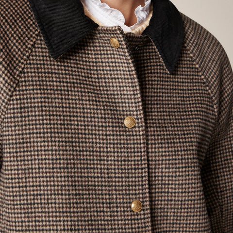 Petite long Barn Jacket™ in houndstooth wool blend
