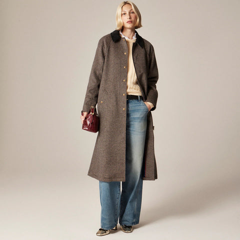 Petite long Barn Jacket™ in houndstooth wool blend