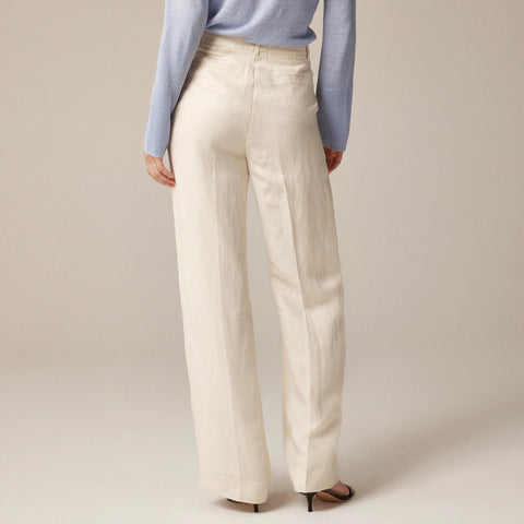 Petite wide-leg pant in linen-cupro blend